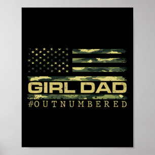 Mädchen Camo Papa Amerikanische USA-Flagge Vater d Poster