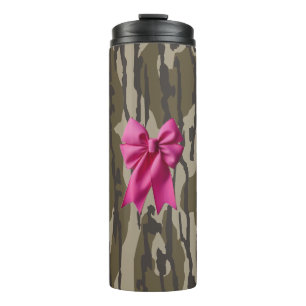Mädchen Camo Rosa Schleifen-Bow-Boden Lands Camo Thermosbecher