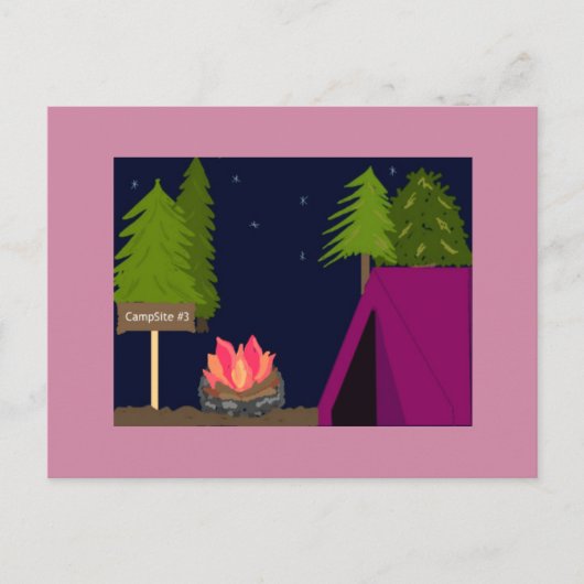 Mädchen-Camping-Ausflug Postkarte (Vorderseite)