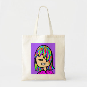Mädchen Cartoon vor Tasche