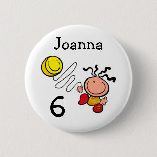 Mädchen-Cartoongeburtstagsname und -alter Knopf Button
