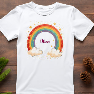 Mädchen Charmantes Regenbogen mit leuchtenden Ster T-Shirt