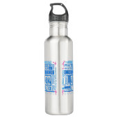 Mädchen Cheerleader Typografie in Blau und Rosa Edelstahlflasche (Rückseite)