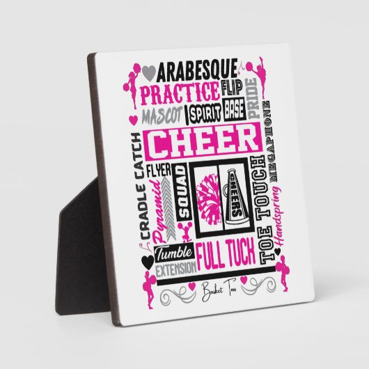 Mädchen Cheerleader Typografie in Schwarz und Rosa Fotoplatte (Vorderseite)