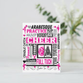 Mädchen Cheerleader Typografie in Schwarz und Rosa Postkarte (Stehend Vorderseite)