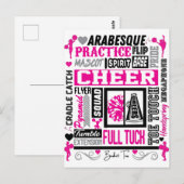 Mädchen Cheerleader Typografie in Schwarz und Rosa Postkarte (Vorne/Hinten)