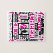 Mädchen Cheerleader Typografie in Schwarz und Rosa Puzzle (Horizontal)