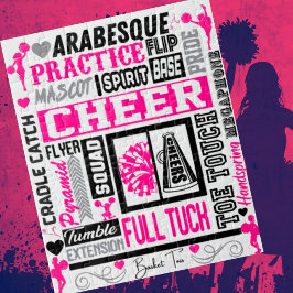 Mädchen Cheerleader Typografie in Schwarz und Rosa Puzzle