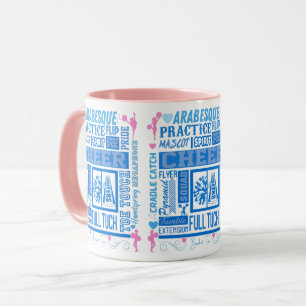 Mädchen Cheerleading Typografie in Blau und Rosa Tasse