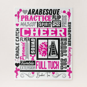 Mädchen Cheerleading-Typografie in Schwarz und Ros Puzzle