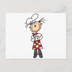Mädchen-Chef-Stickfigur-T-Shirts und Geschenke Postkarte