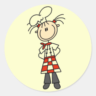 Mädchen-Chef-Stickfigur-T-Shirts und Geschenke Runder Aufkleber