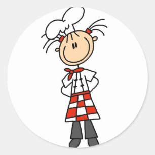 Mädchen-Chef Stickfigur T-Shirts und Geschenke Runder Aufkleber