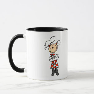 Mädchen-Chef Stickfigur T-Shirts und Geschenke Tasse