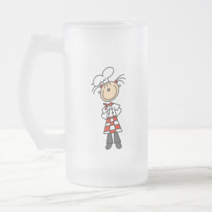 Mädchen-Chef-Stickfigur-Tassen Mattglas Bierglas