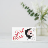 Mädchen-Chef-Vintage Art-Frauen-Geschäfts-Karte Visitenkarte (Stehend Vorderseite)