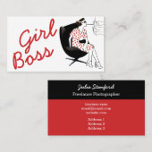 Mädchen-Chef-Vintage Art-Frauen-Geschäfts-Karte Visitenkarte (Vorne/Hinten)