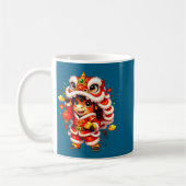Mädchen Chinesischer Spaß Löwentanz Lunar Kaffeetasse (Links)
