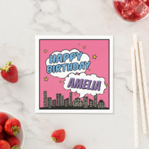 Mädchen Comic-Style-Superheldin Alles Gute zum Geb