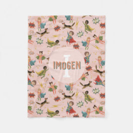 Mädchen Cool Pink Superhero Kinder Fleecedecke