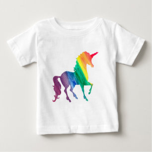 Mädchen-coole RegenbogenUnicornwatercolor-Kinder Baby T-shirt