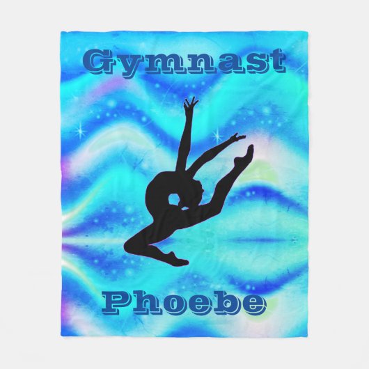 Mädchen Custom Gymnastik Blue Green Fleece Blanket (Vorderseite)