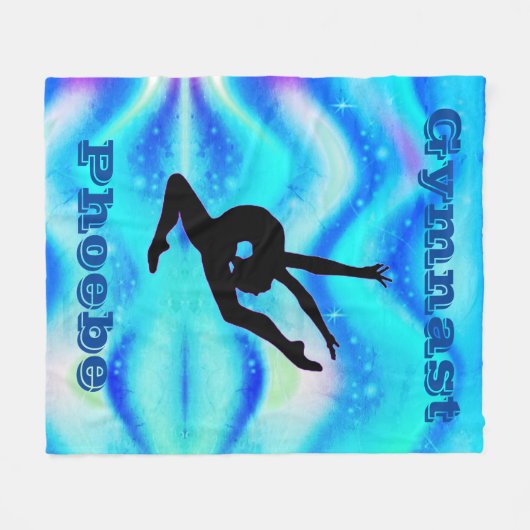 Mädchen Custom Gymnastik Blue Green Fleece Blanket (Vorderseite (Horizontal))