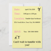 Mädchen Custom Gymnastik Geburtstagsparty Einladun (Rückseite)