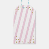 Mädchen Danke Babydusche Stripe Pink Glitzer Geschenkanhänger (Rückseite)