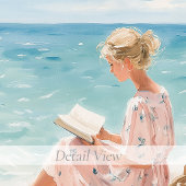 Mädchen, das am Meer liest, Kunstprint Poster