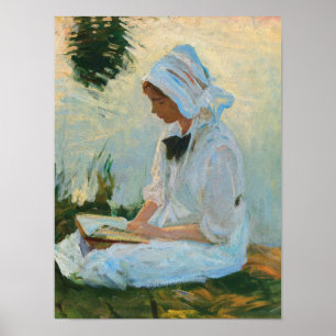 Mädchen, das an einem Bach liest, Sargent 1888 Poster