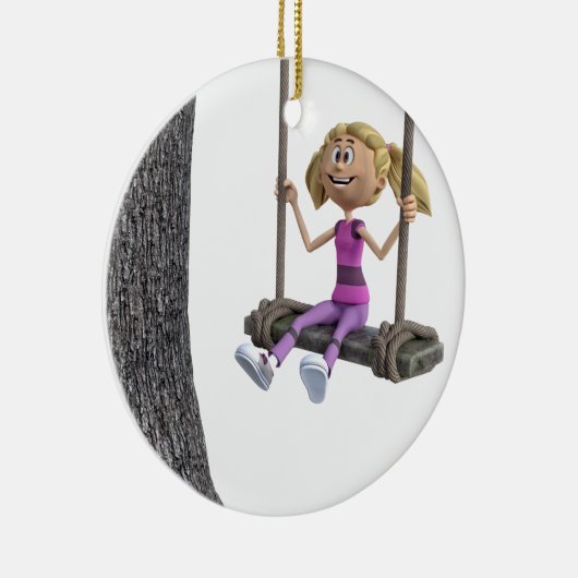 Mädchen, das auf einem Seil-Schwingen schwingt Keramik Ornament (Rechts)