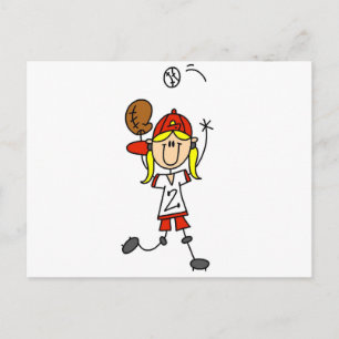 Mädchen, das Baseball-T-Shirts und Geschenke fängt Postkarte
