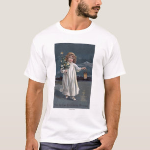 Mädchen, das Baum und Laterne hält T-Shirt