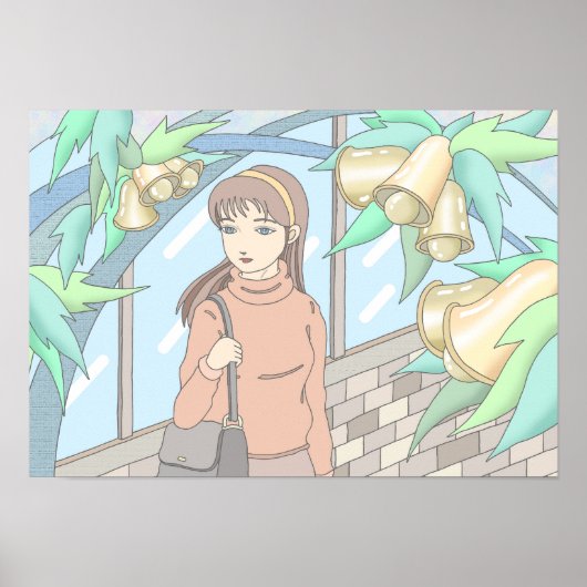 Mädchen, das dem Klang der Glocken lauscht. Poster (Vorne)