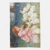 Mädchen, das die Kaninchen Füttre (von Frederick M Geschirrtuch (Vertikal)