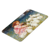 Mädchen, das die Kaninchen Füttre (von Frederick M Magnet (Linke Seite)