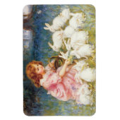 Mädchen, das die Kaninchen Füttre (von Frederick M Magnet (Vertikal)