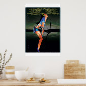 Mädchen, das die Musik füllt Poster (Küche)