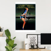 Mädchen, das die Musik füllt Poster (Heimbüro)