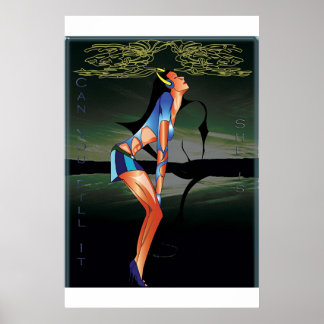 Mädchen, das die Musik füllt Poster