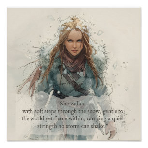 Mädchen, das durch den Schnee geht – Inspirierende Poster