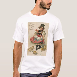 Mädchen, das Eier mit Küken hält T-Shirt