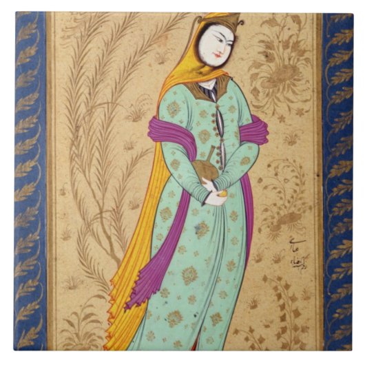 Mädchen, das ein Weinschiff und eine Birne, vom La Fliese (Vorderseite)