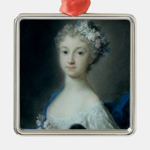 Mädchen, das einen Affen hält Silbernes Ornament