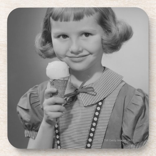 Mädchen, das Eis isst Untersetzer (Vorderseite)
