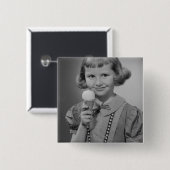 Mädchen, das Eiscreme isst Button (Vorne & Hinten)