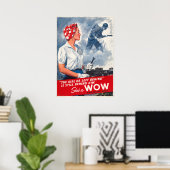 Mädchen, das er hinter einem Plakat verließ (Heimbüro)