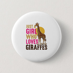 Mädchen, das Giraffen liebt Vintage-Giraffen-Shirt Button