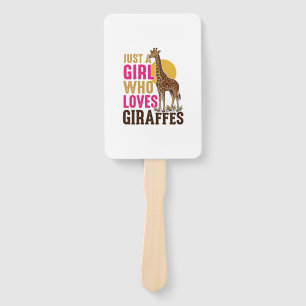Mädchen, das Giraffen liebt Vintage-Giraffen-Shirt Fächer